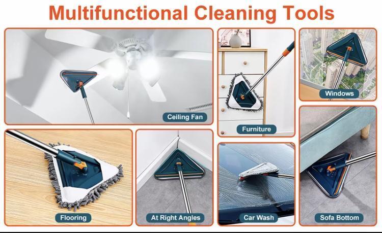 360° Spinning Head Long Handle Adjustable Wall Mop, Household Cleaning Tool with 6 Replacement Microfiber Chenille Pads, Sturdy Durable Easy-to-Use for Ceilings, Floors, Home Supplies outdoorfun teacher appreciation gift