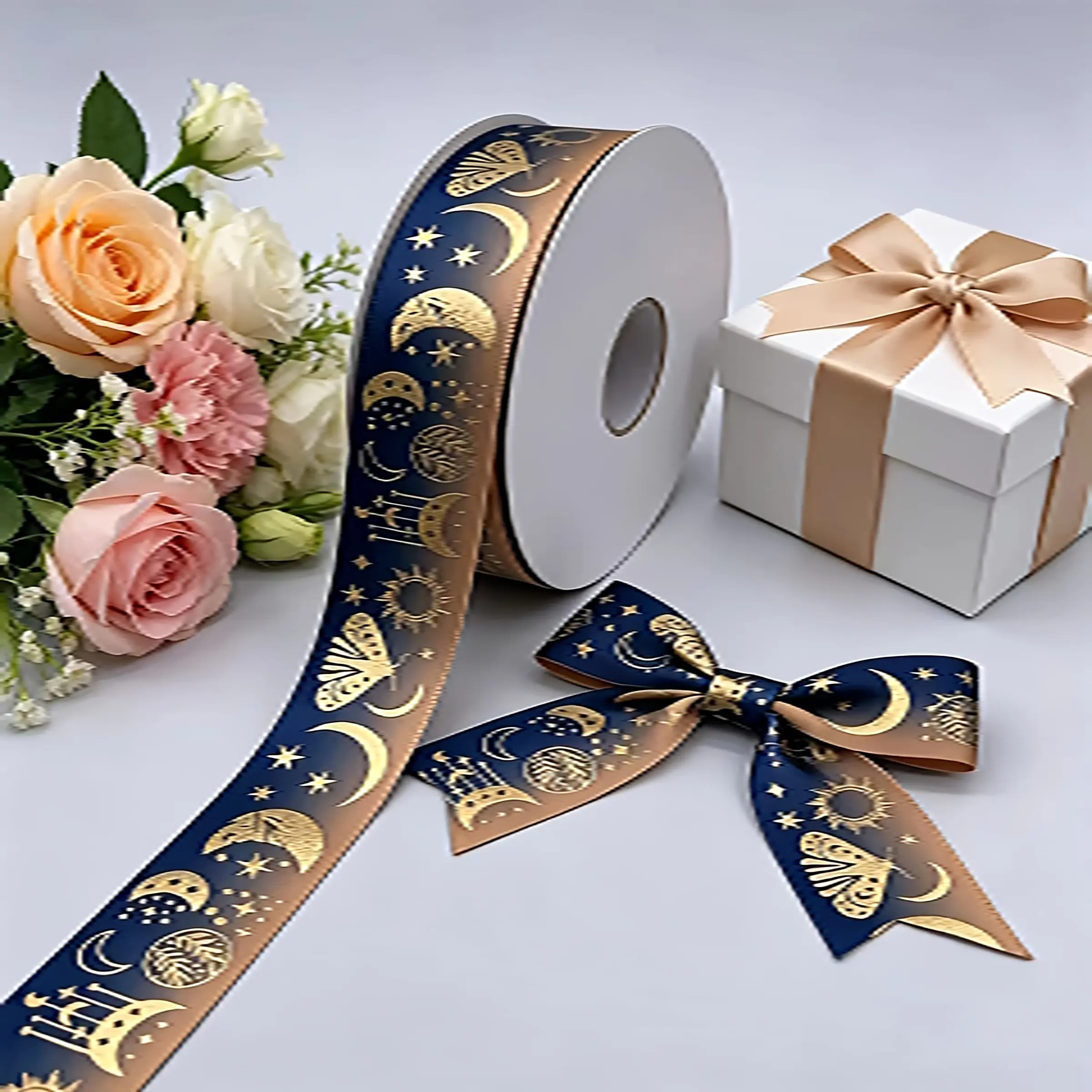 Gradient Satin Ribbon 2 Yards, Ideal for Eid Gift Wrapping, Cake Decoration, Hair Accessories, DIY Crafts, Party Decorations