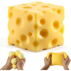 Squishy, 4.3" Jumbo Cheese Cube Block Squishy Toy, Giant Slow Rising Sensory Fidget Squeeze Toy, Large Stress Relief Toy for Adults,& Teens, Party Favor Birthday Giftfidget toys