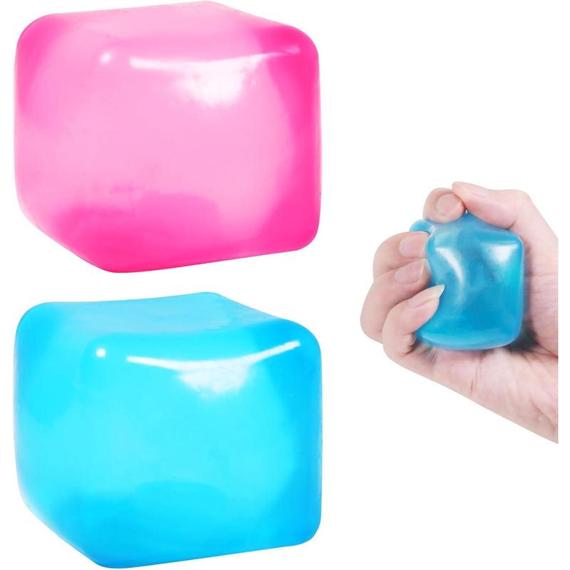 Cube Squishy  Balls  Ice Cubes Squishy Fidget Toy for Your Best Mellow and Chill Square Shape with Filling in Blue for All Age,Sensory Fidget Toy, Blue, Stress Relief Cube, Squishy Gel Texture, Calming Tactile Tool