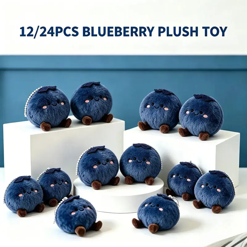 Blueberry Stuffed Plush with Thank You Berry Much Card 3 Inch Cute Blueberry Fruit Stuffed Plush for Party Soft Berry S
