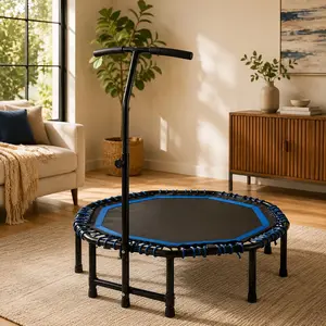 ARCH 48-Inch Foldable Fitness Trampoline Rebounder for Adults - Adjustable Handlebar, 450 lbs Weight Capacity, Durable Bungee Ropes, Quiet Low-Impact Cardio & Strength Training, Multiple Colors, Fitness For Everyone, Round Fitness Trampolines