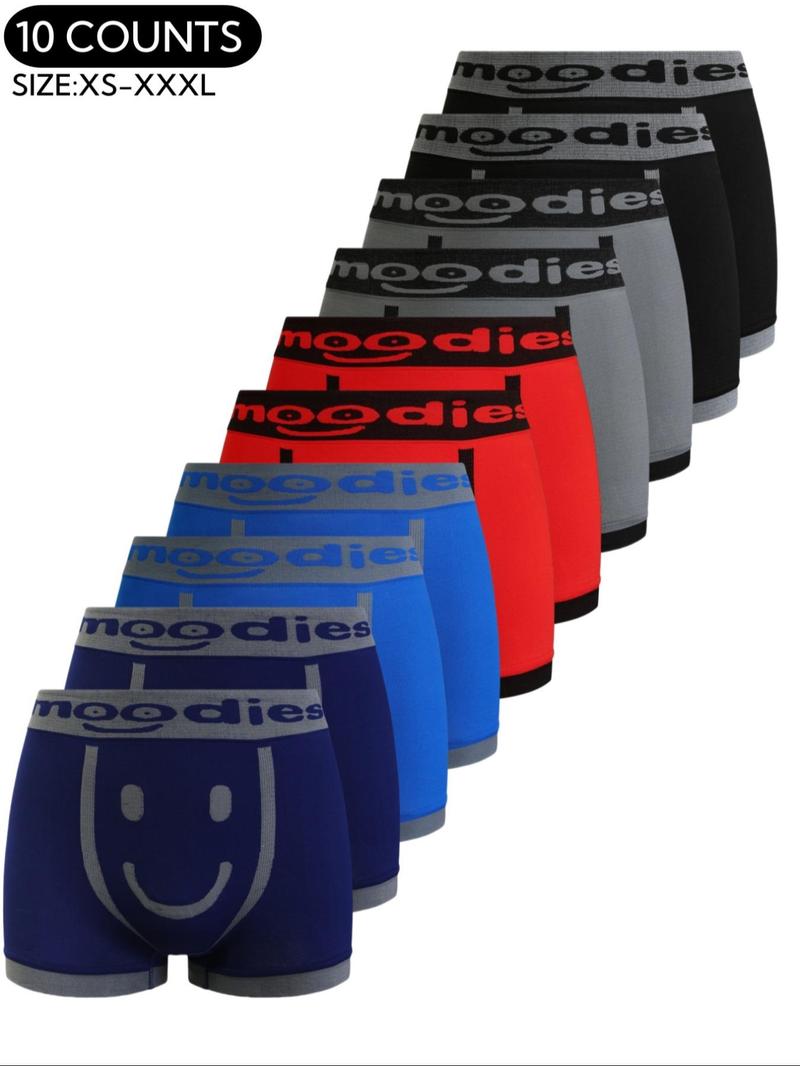 Men's Cartoon Expression Pattern Letter Tape Boxer Brief, Comfortable Breathable Seamless Underwear for Daily Wear, Fitted Elastic Boyshorts,Men's Underwear for All Seasons