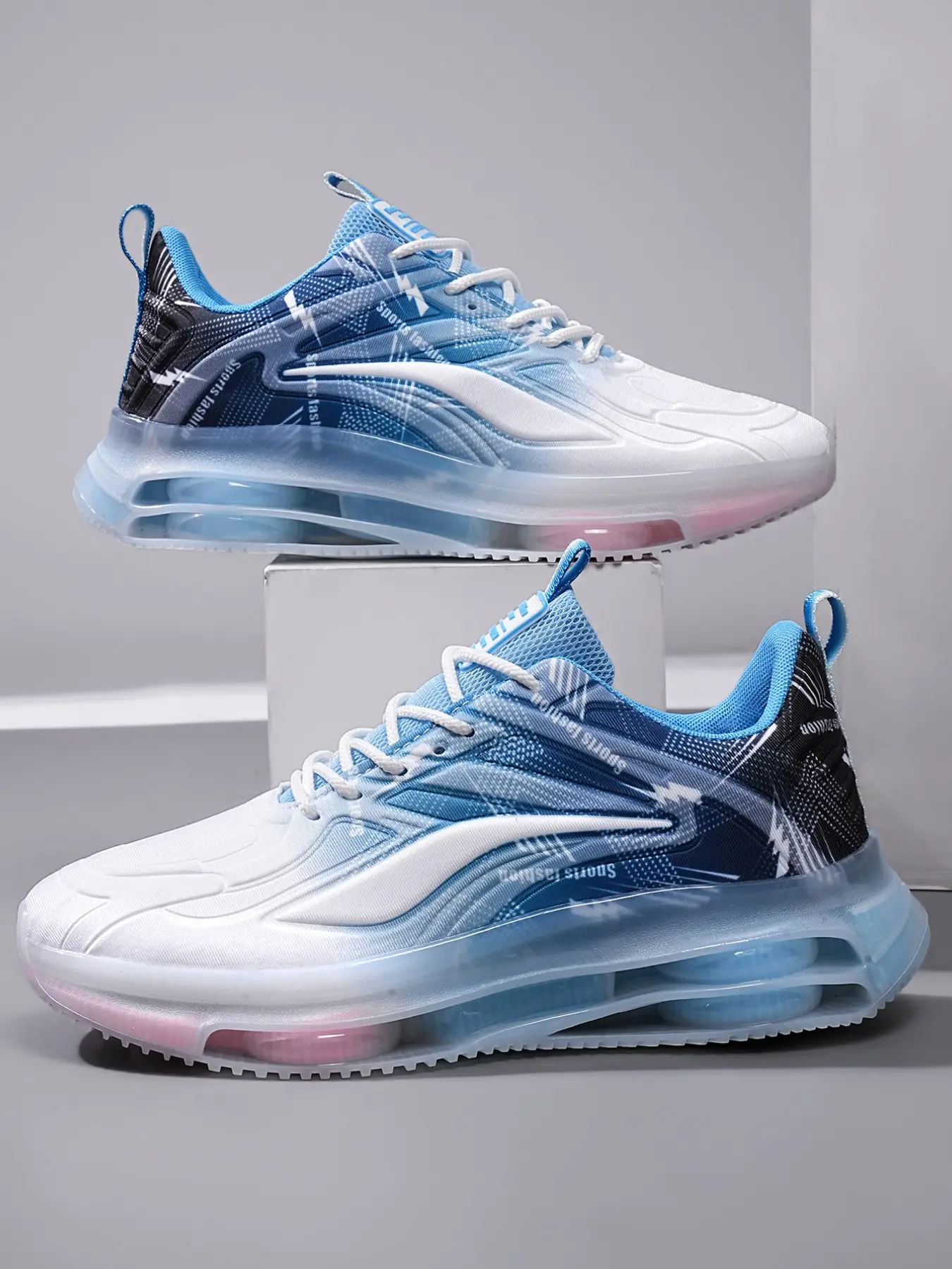 Trendy Gradient Mesh Air Cushion Sports Shoes, Breathable Flyknit, Shock Absorption, Non-Slip, Sizes 36-47, Unisex, Comfortable