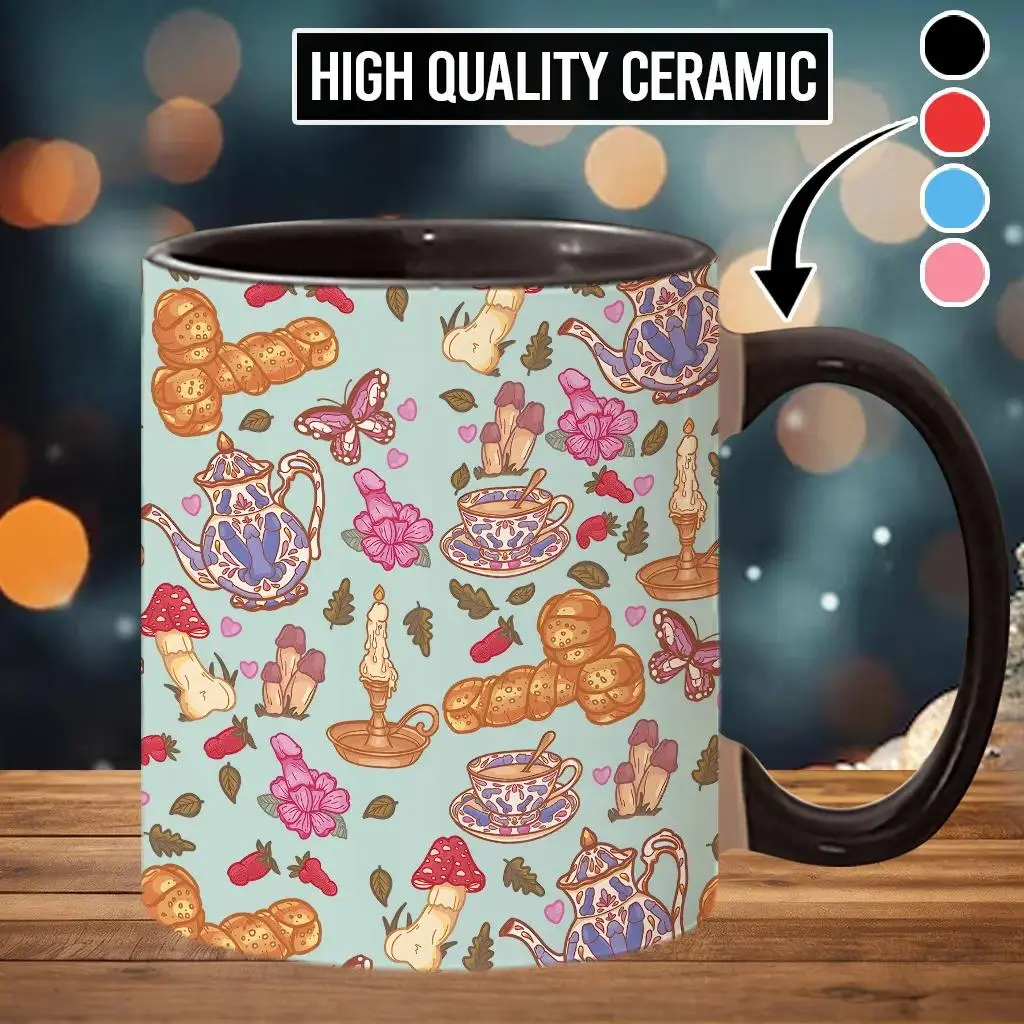 Cottagecore Mushroom Printed Ceramic Coffee Mug Aesthetic Daily Drink Cup