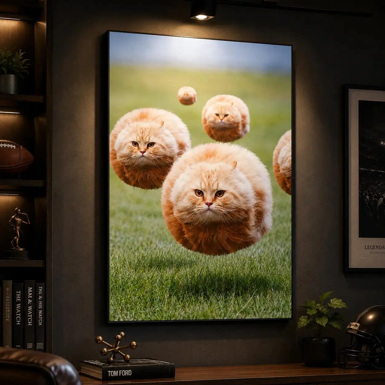 HAYOY Ball Cat Poster, Funny Cute Chubby Furry Animal Room Aesthetic, Cool Wall Decor, Home Canvas Print for College Dorm, Apartment, Teen Girl, Kids Room Modern Cool Design Decoration Artistic