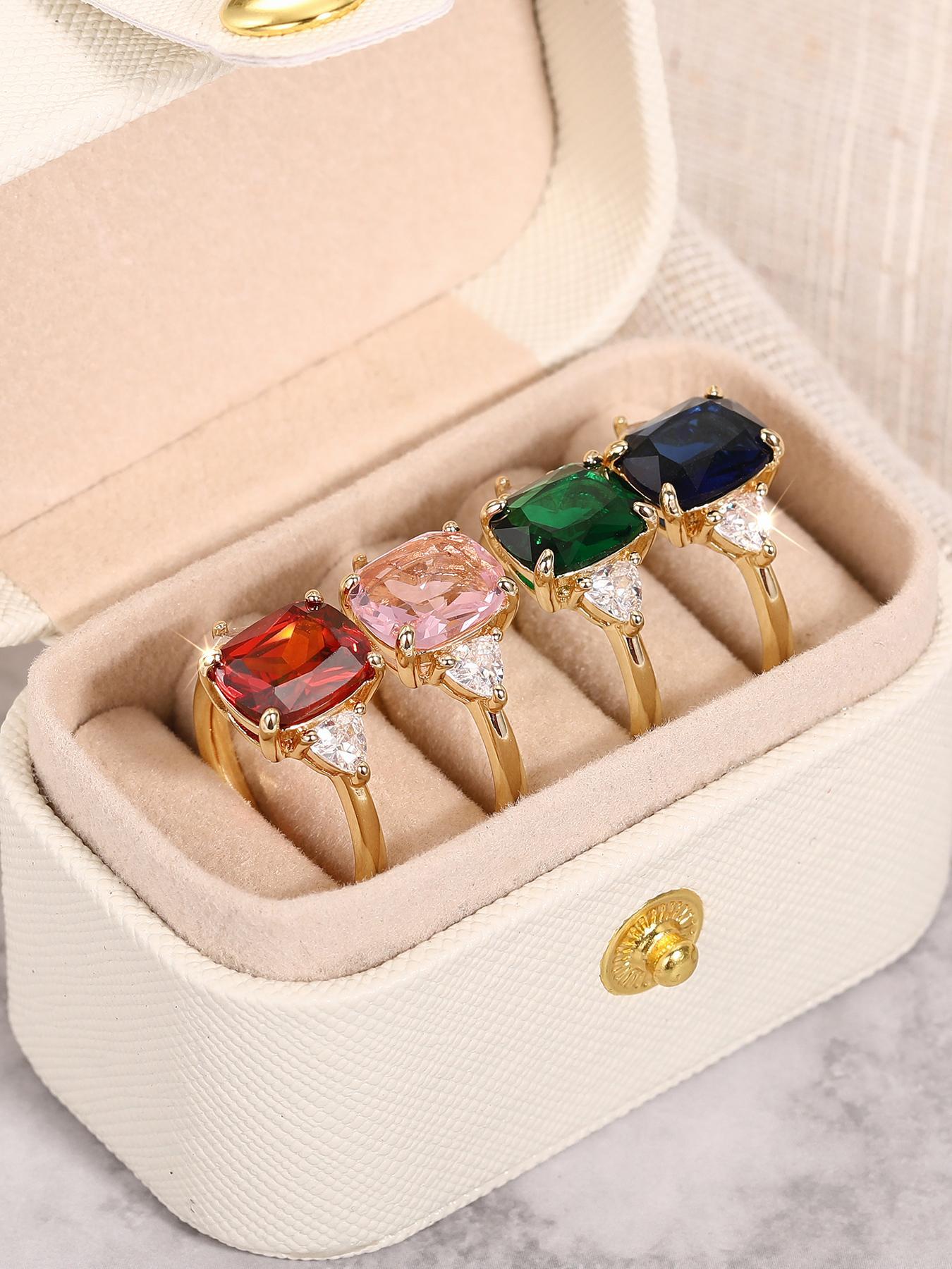 Women's Elegant Colorful Gemstone Decorated Ring, Marquise Cut Ring, Exquisite Trendy Ring, Fashionable Jewelry for Women As Engagement Anniversary Party Jewelry Gift, Wedding Anniversary Ring, Bridal Engagement Jewelry