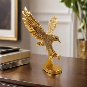 Golden Eagle Resin Ornament, Elegant Home Decor Piece, Perfect Gift for Father's Day and Moving In, Enhances Office and Living Space Aesthetics