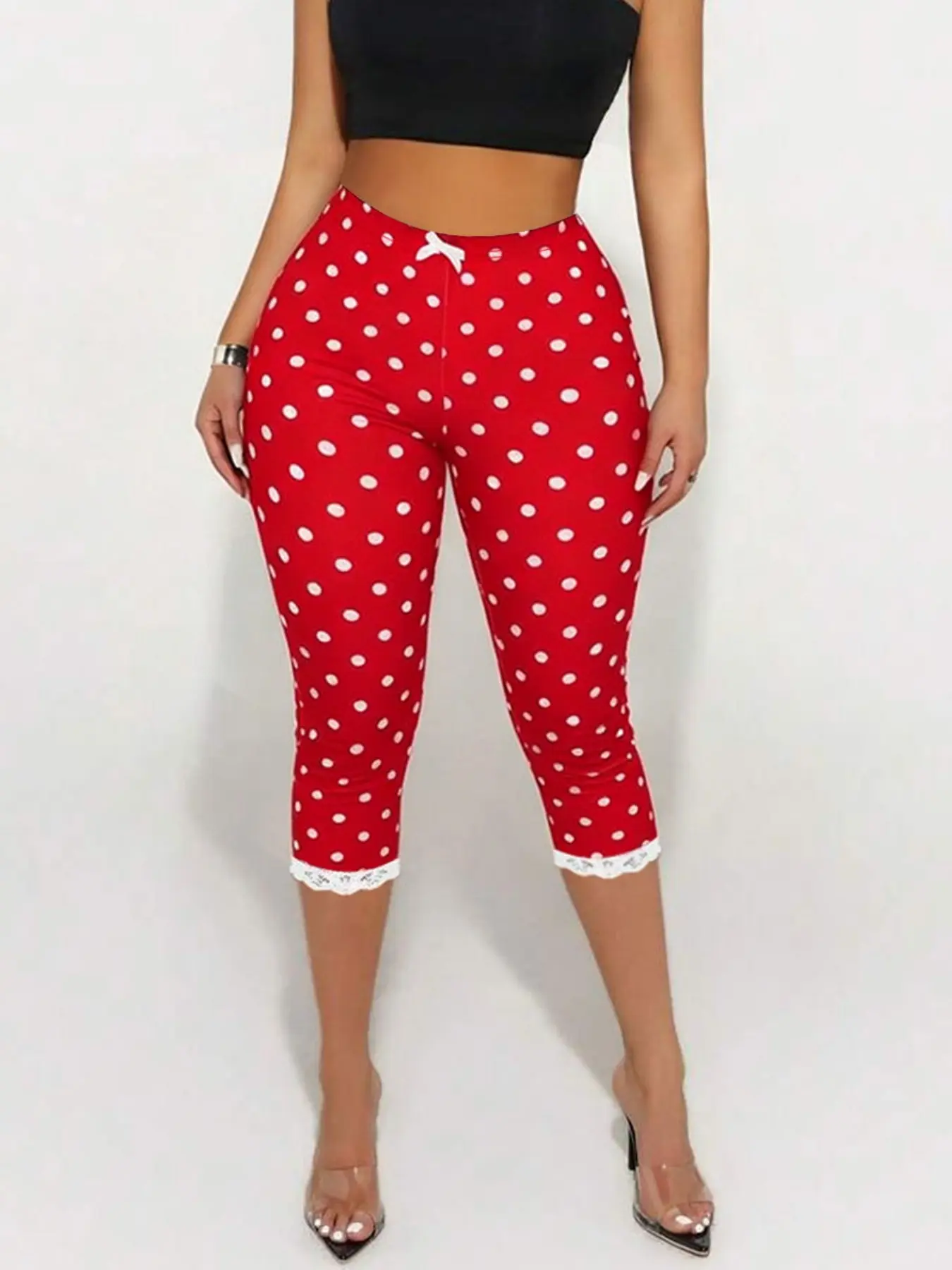Fashion Split Hem Ruffle Women's Skinny Fit Skinny Pants, All Seasons Cropped Crop Capri Leggings, Summer Seven-Quarter Bottoms, Ladies' Underwear
