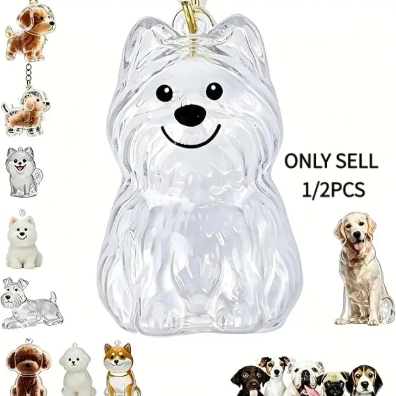 Dog Hair Collector Keychain Charm Memorial Memories Storage Box, Dog Shape Pet Hair Memorial Bottle, DIY Pet Furs Collection Capsules, Pet Hair Ashes Keepsake