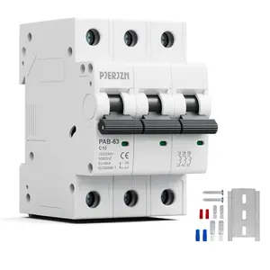 Miniature Circuit Breaker 120/240V 10Amps 3Pole Circuit Breaker DIN Rail Mount, Thermal Magnetic AC Disconnect Switch for House Electrical Systems Emergency Generators(10 Amp)
