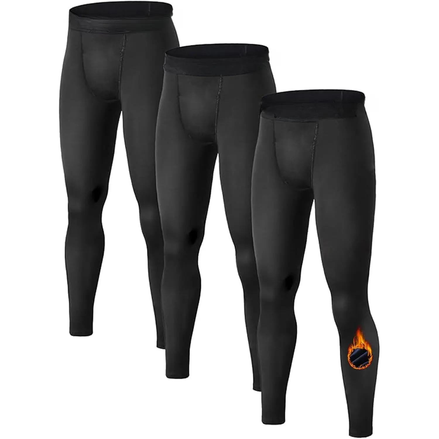 Boys' Thermal Compression Leggings - 1 or 2 Pack Youth Fleece-Lined Base Layer Tights, Cold Weather Gear