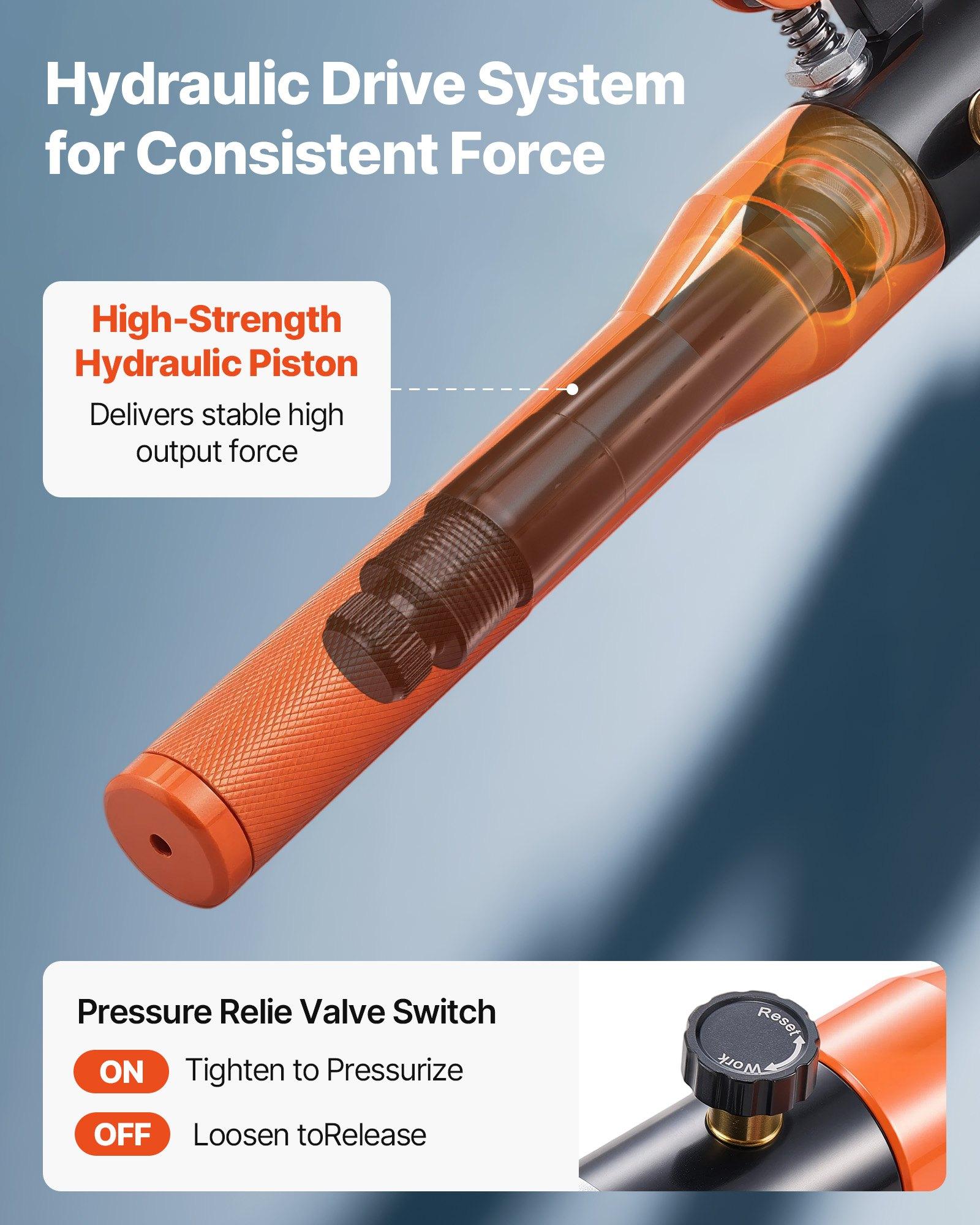 VEVOR Copper Pipe Crimping Tool, Hydraulic Driven Pro Press Tool with 1/2", 3/4", 1" Jaws for Copper Tube & 3/8", 1/2", 5/8", 3/4", 1" Jaws for ASTM F1807 PEX Pipe Copper Ring - with Carrying Case