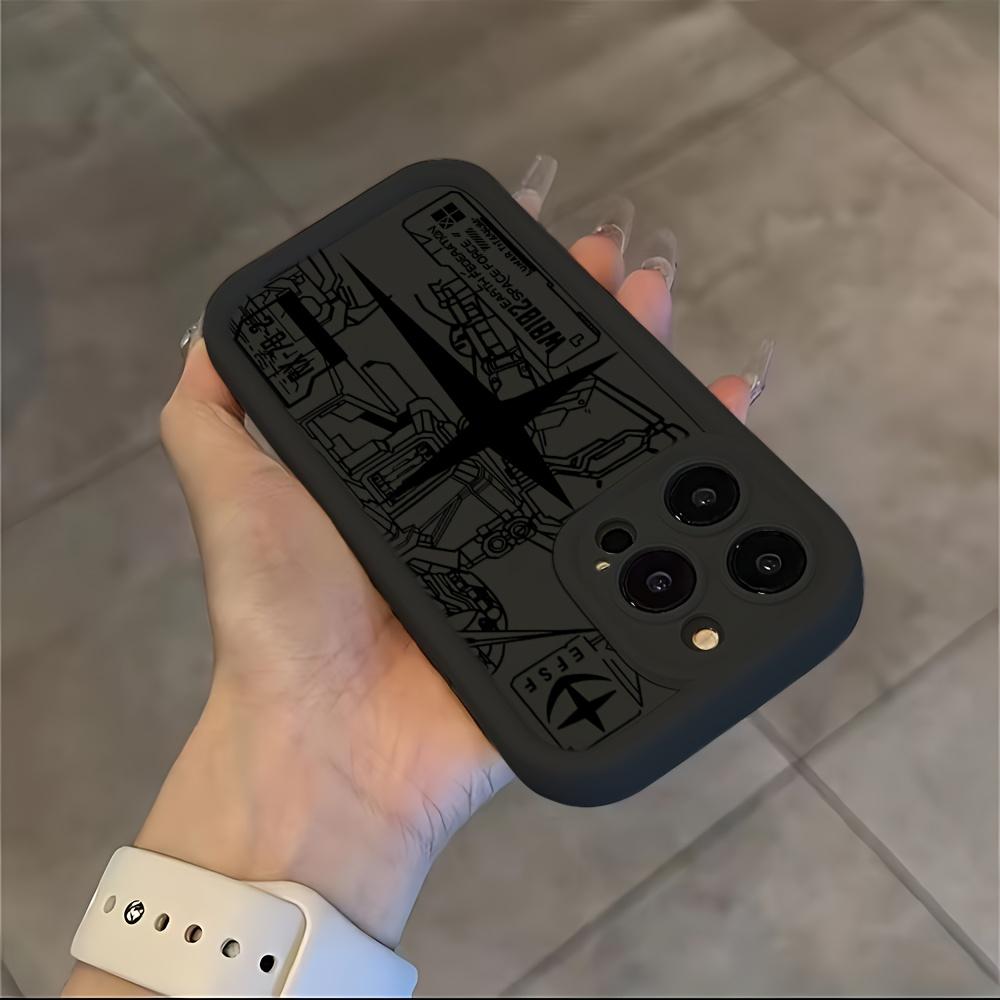 Phone Case - Black And White Striped Design Shield Gundam Phone Case Compatible with iPhone 17 E Air Pro ProMax iPhone16 15 14 Plus 13 12 Mini 11 X XS XR, Featuring a Soft TPU Back for Drop Protection.