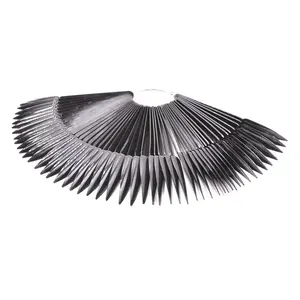 2 sets 100 Tips Fan Shape Plastic Nail Art Tips Display Polish board Display Practice Sticks with Metal Split Ring Holder (Black)
