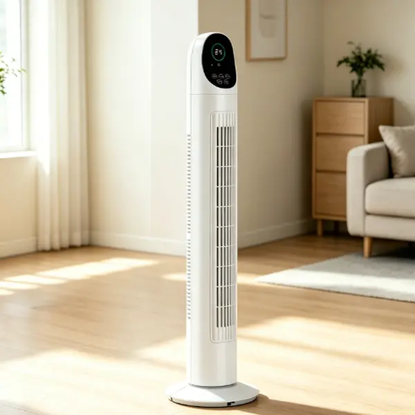 34" Tower Fan with Remote Control & Digital Display, 110V 50W Quiet Standing Fan, 9-Hour Timer, Concave Arc Air Outlet, Black & White for Bedroom, Living Room, Office