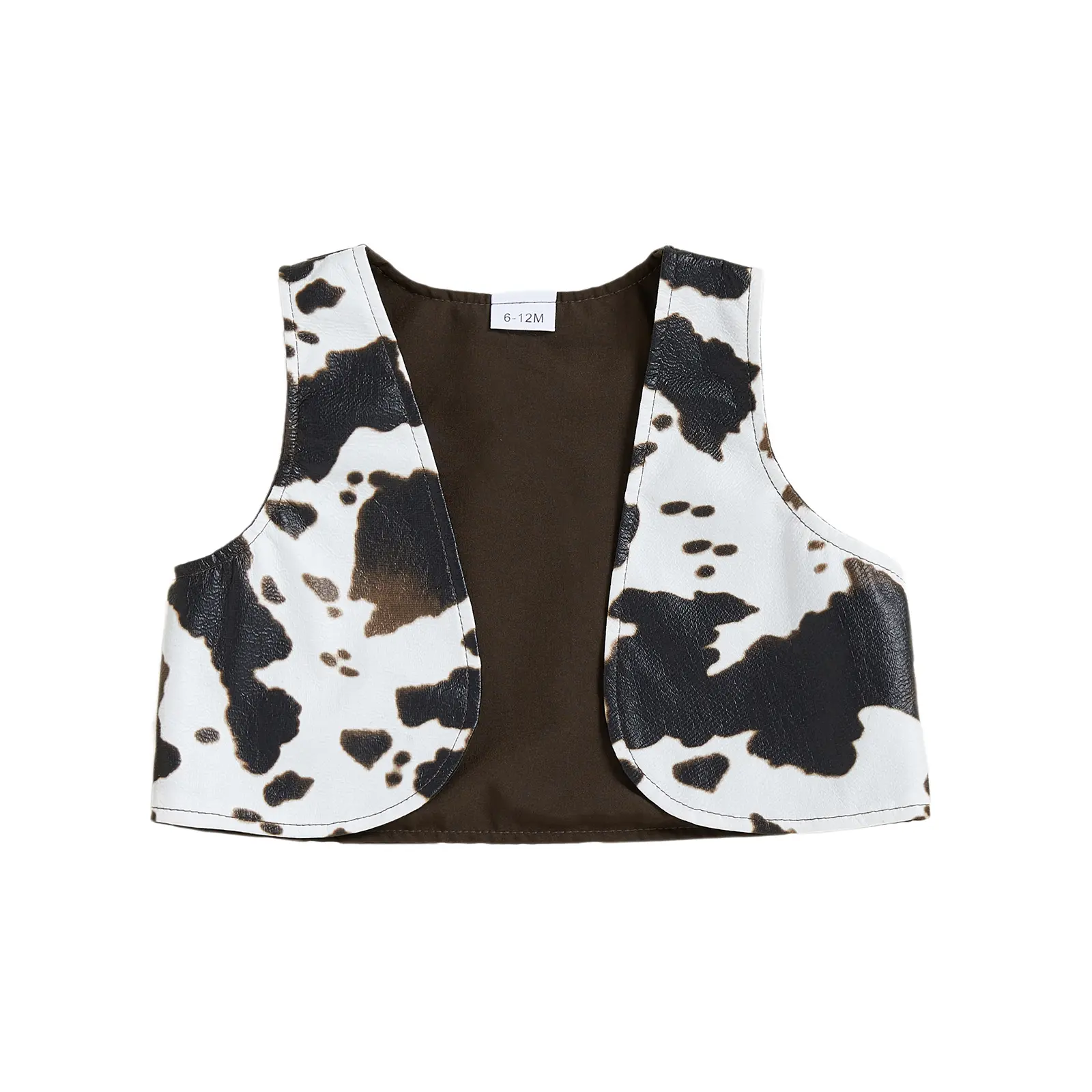 Canrulo Toddler Boy Girl Western Vest Vintage PU Leather Open Front Jacket Sleeveless Waistcoat Cow Print Cardigan Outwear
