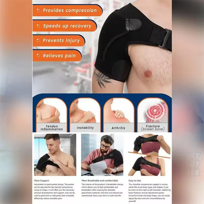 Adjustable Shoulder Support Brace with Compression Pad for Rotator Cuff Relief AC Joint Pain Recovery Left Right Shoulder Injury Stabilizer Adjustable Shoulder Support Brace with Compression Pad for Rotator Cuff Relief AC Joint Pain Recovery Left Right Shoulder Injury Stabilizer