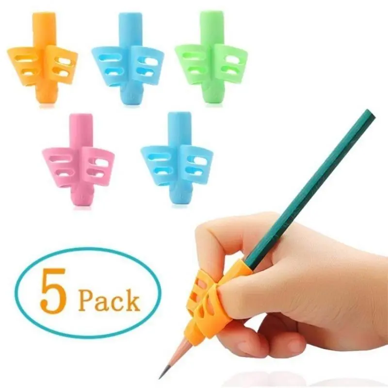 5-Piece Ergonomic Handwriting Correction Grip Set, Pencil Holder Trainer Writing Aid for Preschool & Primary Learners, Classroom Teaching Tool School Learning Supplies Approx. 4.5-4.8cm