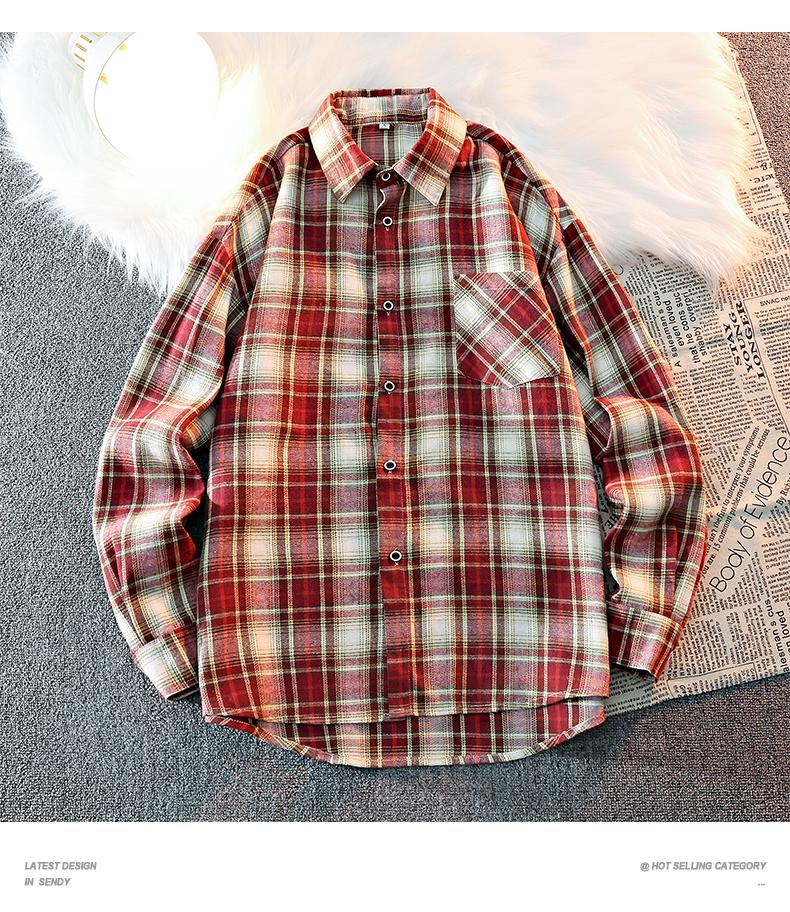 2026 Black and White Plaid Shirt Men's Fashion Casual Skin-Friendly Versatile Trendy Style 5color Options