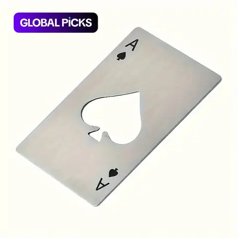 Stainless Steel Poker Card Design, 1 Count Portable Compact Multipurpose Creative Bottle Opener Lid Opener Beer Soda Cap Opener, Durable Opener for Events and Parties Home Bar Accessories #GLOBAL PICKS