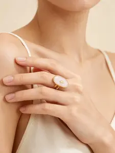 Fashionable Simple Geometric Oval Cross Star Moon Heart Open Ring, Trendy Oil Drop Ring for Women, Elegant Jewelry Accessory