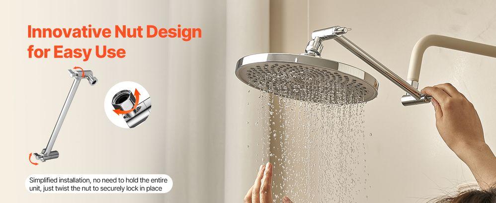VEVOR Shower Head Extension Arm Extender 11 in Adjustable Angle Height G1/2 Universal