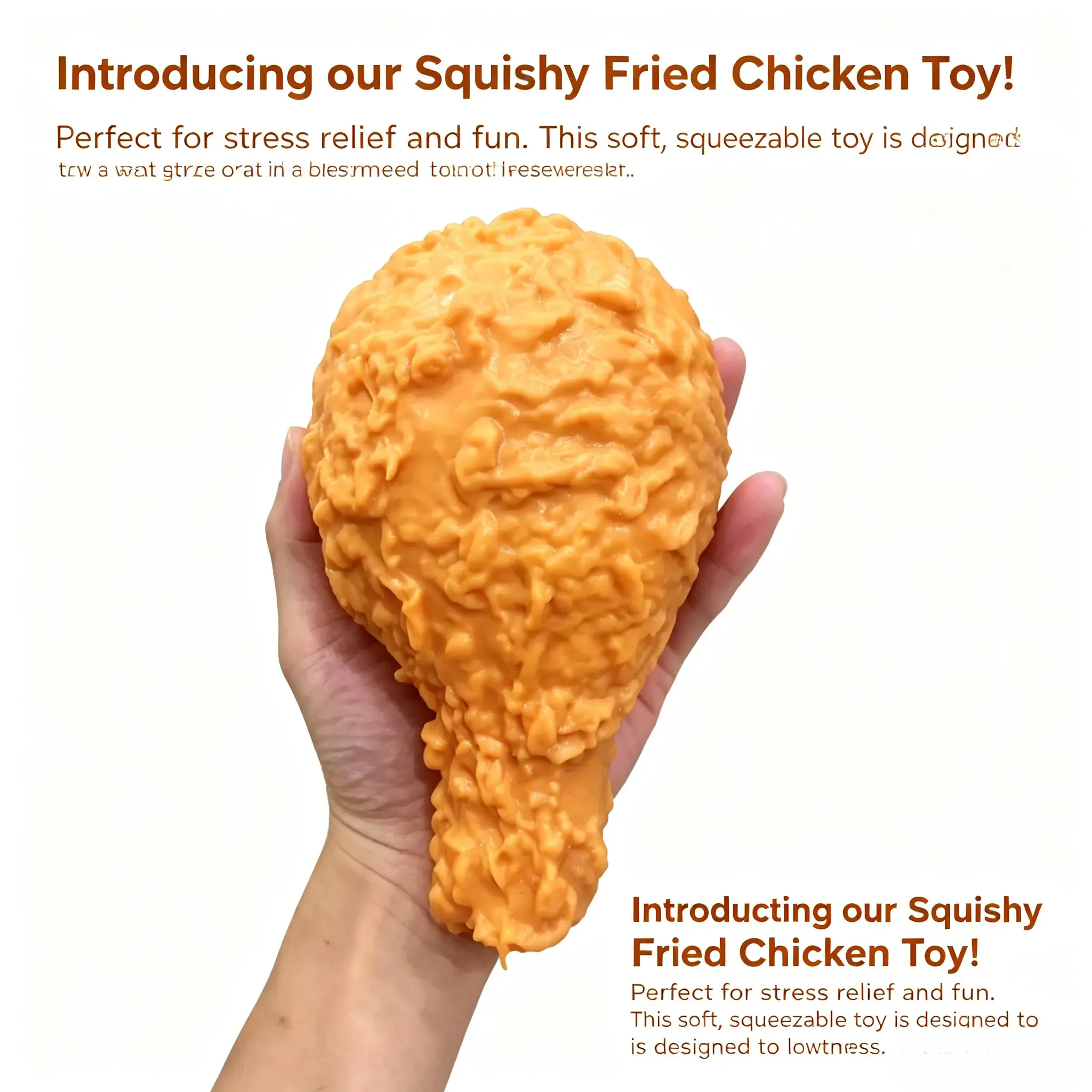 Unique Fried Chicken Squishy Stress Relief Toy, Perfect for Pranks, Birthday Gifts, Party Prizes, Creative Desk Decor, Fun and Novel Atmosphere