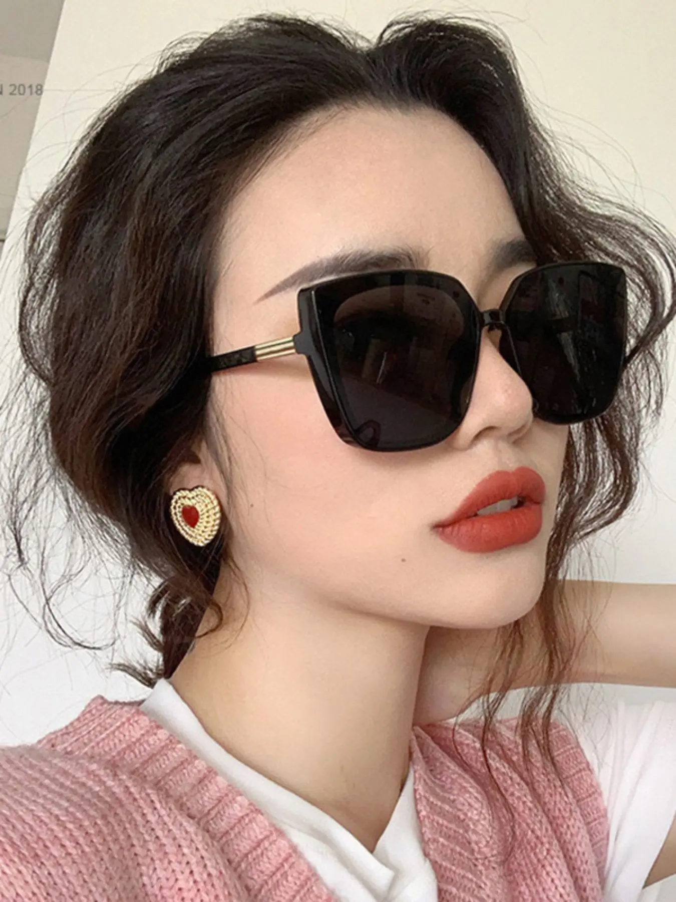 Square Frame Sunglasses for Large Faces, European and American Fashion Shades, Retro Influencer Glasses, Women's Sunwear, Square Eyewear