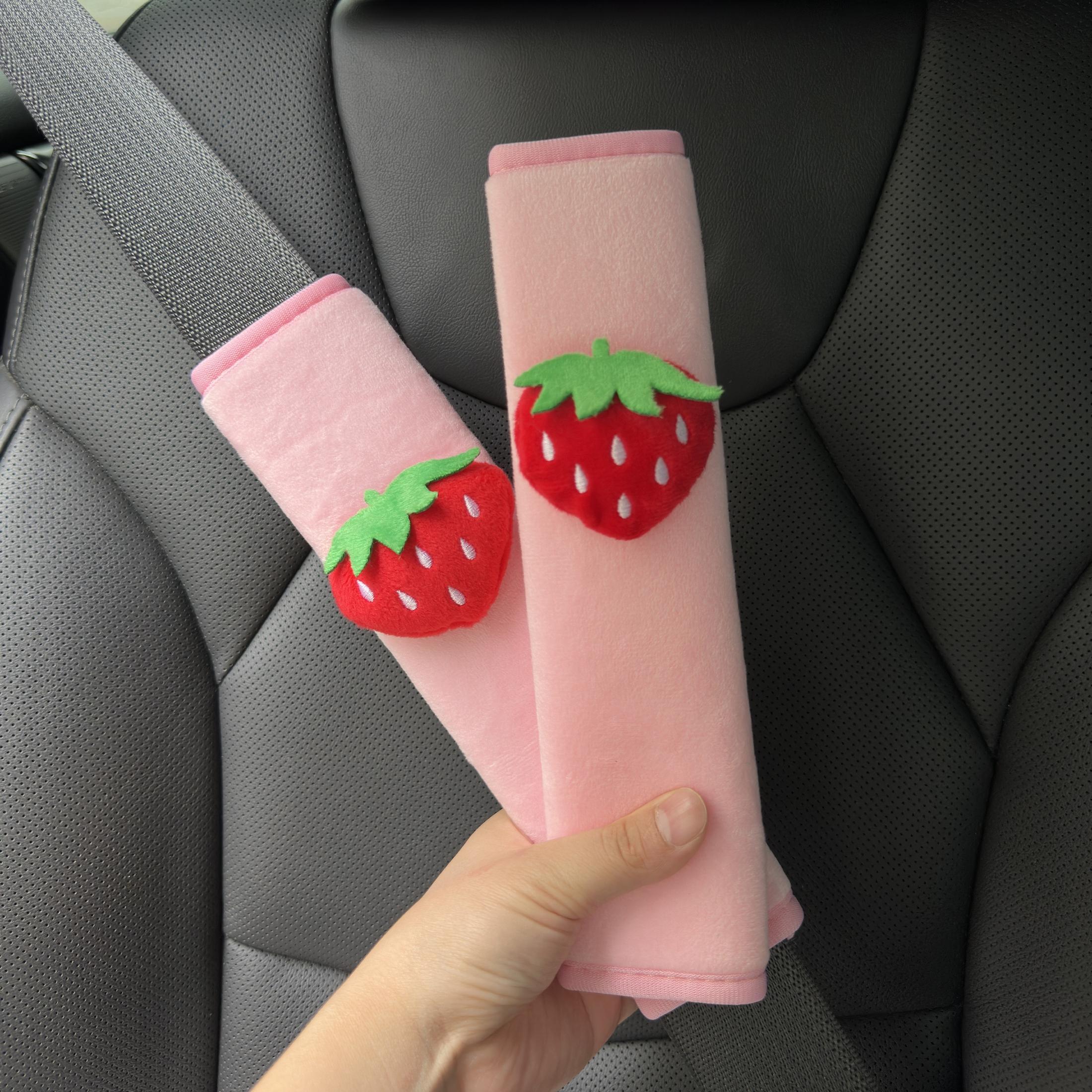 Strawberry Design Car Seat Belt Shoulder Protector, Breathable & Anti-pinch Car Seat Belt Shoulder Pad, Car Interior Decoration Accessories, Girly Car Accessories