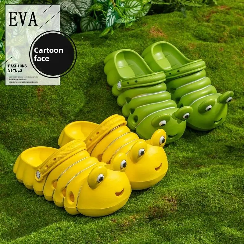 Cute Cartoon Caterpillar Clogs | Thick Cushion Sole, Anti-Slip Soft Insole Indoor Slippers, Women & Kids Casual Slides Girl Footwear