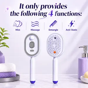 Electric Spray Air Cushion Massage Grooming Comb - Self-Cleaning, Anti-Tangle, Anti-Static, Volumizing Hair Styling Tool with Essential Oil Mist Aromatherapy Hair Care, Hair Styling Tools