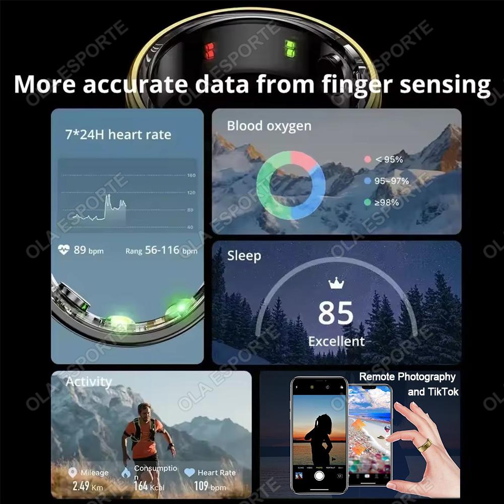 COLMI R10 Temperature SmartFitness Ring, 1 Count USB RechargeableLong Battery Life Smart Ring, 5ATMWaterproof Durable Fitness Tracker forWomen & Men, Wireless, Portable, Durability