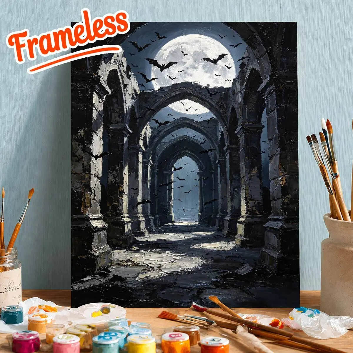 Adult Paint by Numbers Kit, Beginner Friendly, Haunted Building Design, Halloween Theme, Home Wall Decor, Room Decoration