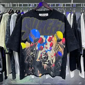 Y2K Bling Rhinestone Crop Tee  Oversized Streetwear T-Shirt, Shiny Diamond Graphic Loose Cotton Summer Top (Unisex)