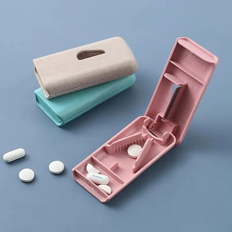 Mini Plastic Medicine Pill Holder, Portable Tablet Cutter Splitter, Pill Case Storage Box, Pill Tablet Cutter Divider, 1pc