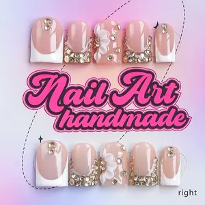 Y2K Style Press-On Nails, 10pcs Handmade Artificial Nails, XS-S-M-L Sizes, Perfect for Parties, Includes Jelly Glue, Crystal Stick, File