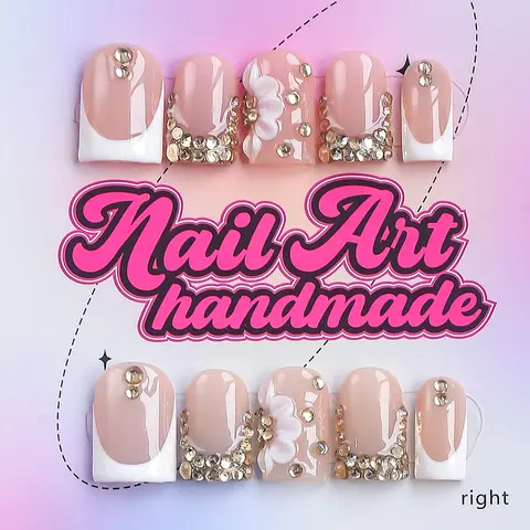 Y2K Style Press-On Nails, False Nails, 10pcs Handmade Press Ons Artificial Nails, XS-S-M-L Sizes, Perfect for Parties, Includes Jelly Glue, Crystal Stick, File