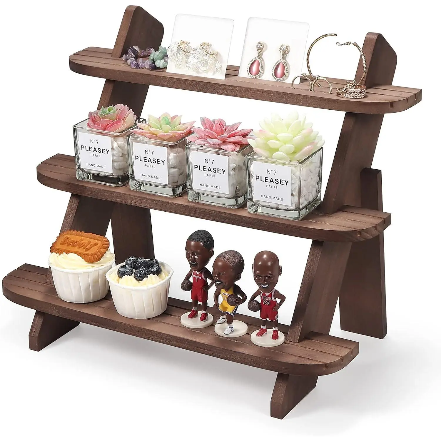 Wooden Display Stand, Tiered Cupcake Stand, 3 Tier Display Stand Riser | Rustic Risers Dessert Table Display Shelf  Rack Organizer Holder, Cologne Stand Perfume Organizer Stand