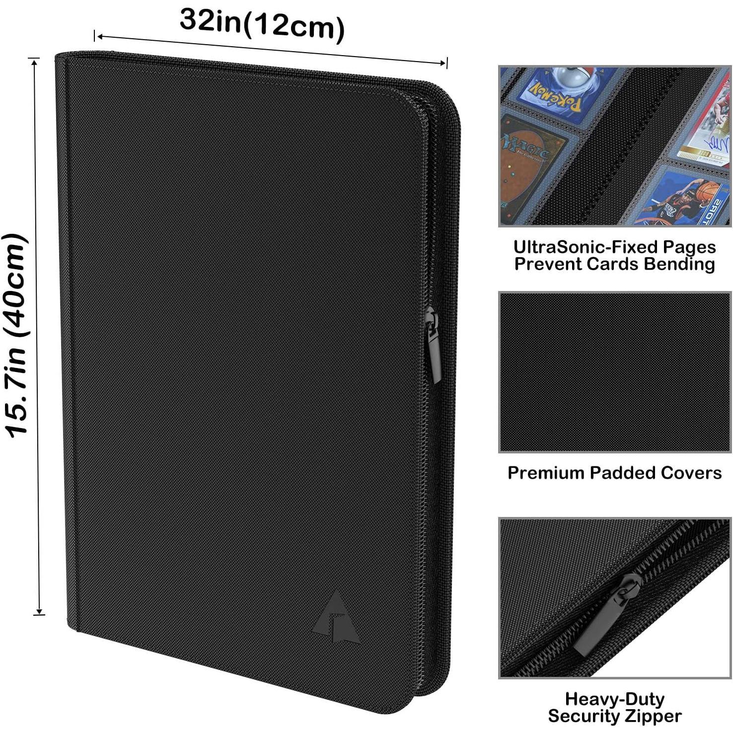 Toploader Binder, Holds 252 Toploaders 9-Pocket Top Loader Card Storage Case, Ringless Double-Sided Pockets for Cards in 3 x 4'' Toploaders