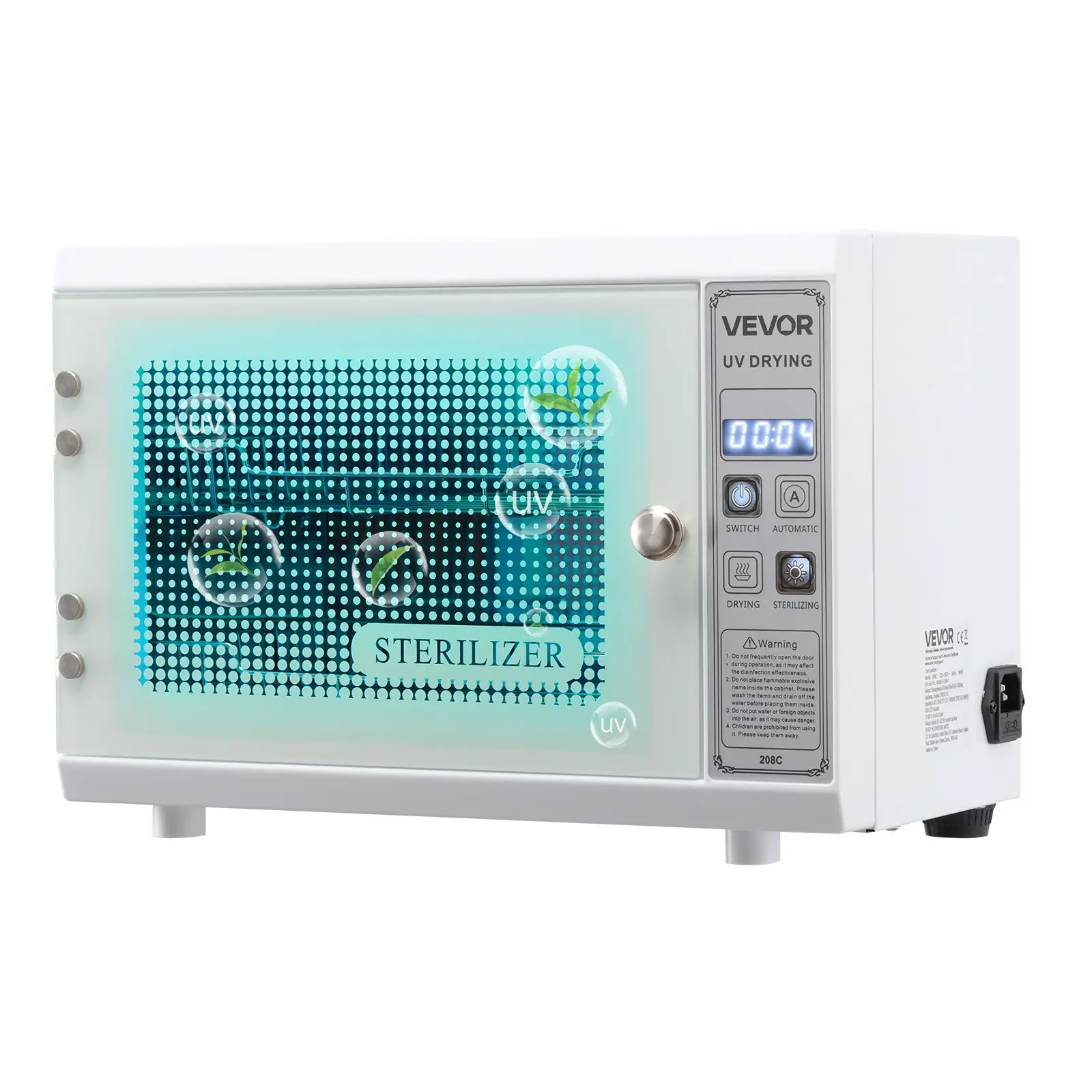 【Summerfinds】VEVOR Carbon Steel Nail Tool UV Sterilization Machine, 12L Large Capacity, 14.49x9.06x10.24" Multi-Functional Cabinet Cleaner Box with Timer Setting, Tempered Glass Door, 185nm Wavelength, for Nail Salons, Labs
