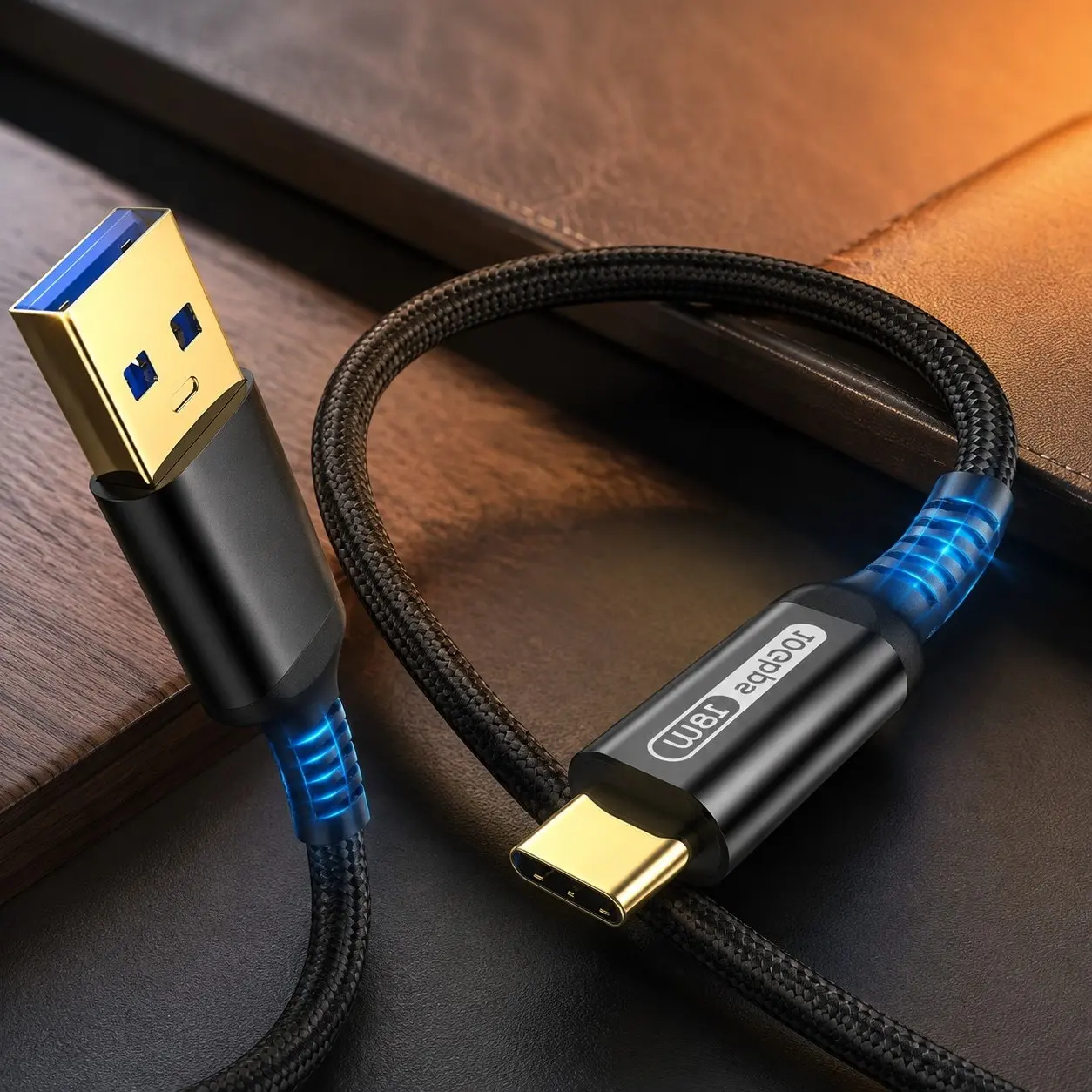 10Gbps USB C Cable 2FT, USB 3.1 Gen2 Data Transfer & 3A Fast Charging, USBA to USB C Braided Cord for Android Auto, CarPlay, iPhone, Galaxy, SSD, Xbox, PS5, Tablet, Dashcam and MoreGift