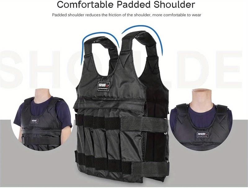 Weighted Vest, Max Loading 110lbs, Adjustable Weight Vest, Fitness Exercise Vest Strength Training Vests Boxing Jacket Workout Equipment for Men Women Sport Running Jogging Workout (with 12 Empty Sandbags, Without Steel Plate Or Sand)