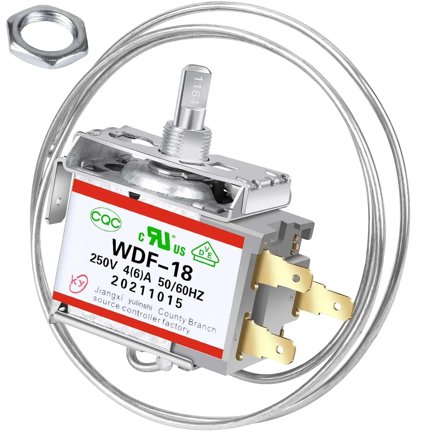 Mini Fridge Thermostat, 3 Pin Screw Mount  WDF-18 Refrigerator Thermostat 250V Compatible with 110V 4(6) A 50/60Hz Three Quality certifications Fridge Thermostat Controller