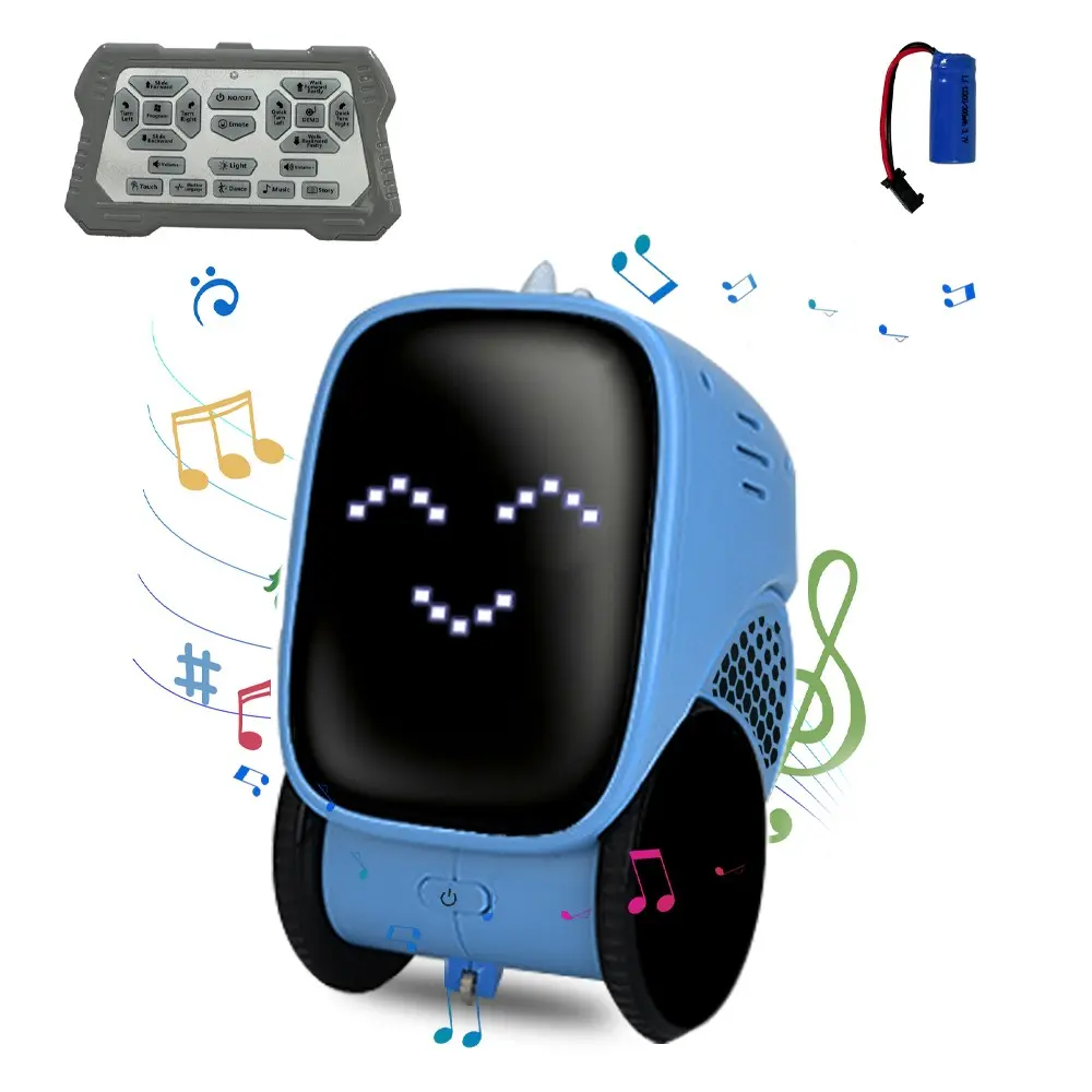 Interactive Robot Toy, Programmable Remote Control, LED Eyes, Music, Storytelling, Educational Gift for Kids Ages 3+, Smart Robot