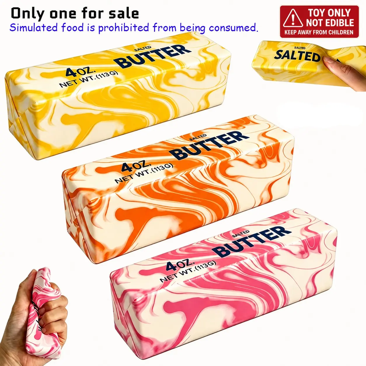 Butter Squishy Stress Toy, Squishy Fidgets, Anxiety Squishies, Realistic Butter Stick Fidget, Slow Rising Soft Squeeze Toy for Adults Stress Relief & Anxiety Relief, Sensory Desk Toy & Gift for Office Home