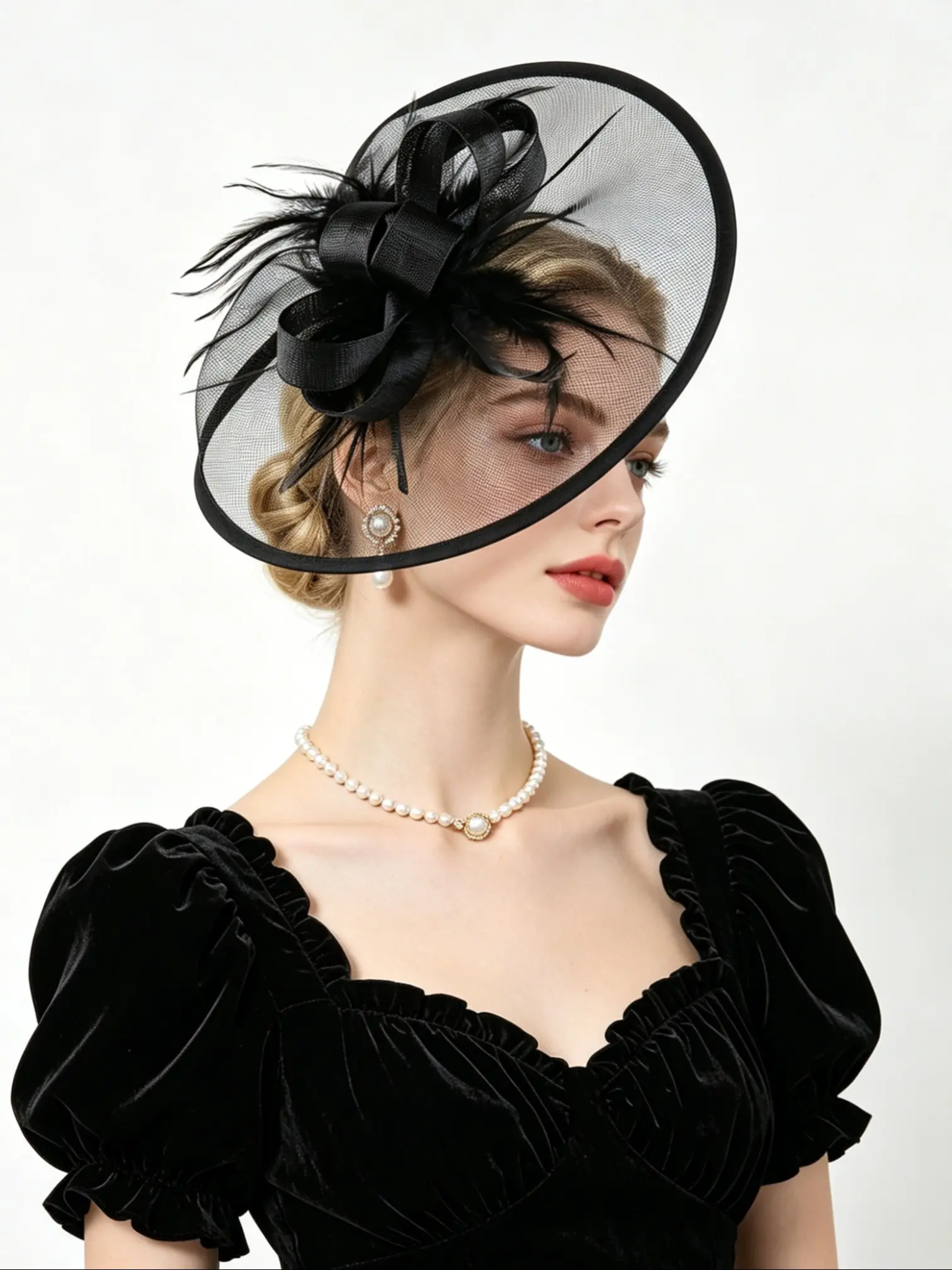 1PC Kentucky Fascinators Hats for Women - Vintage Tea Party Grid Outfit Headband Church Derby Hat for Women For carnival, Halloween and parties Bow Headbands Hair Bows Headbands