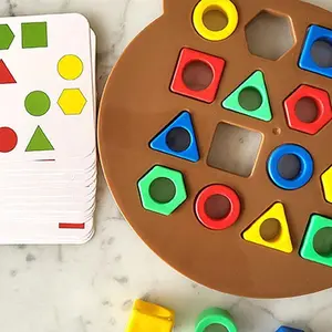Kids Geometric Shape Matching Board Puzzle - Color & Shapes Educational Learning Game Toy for Boys & Girls