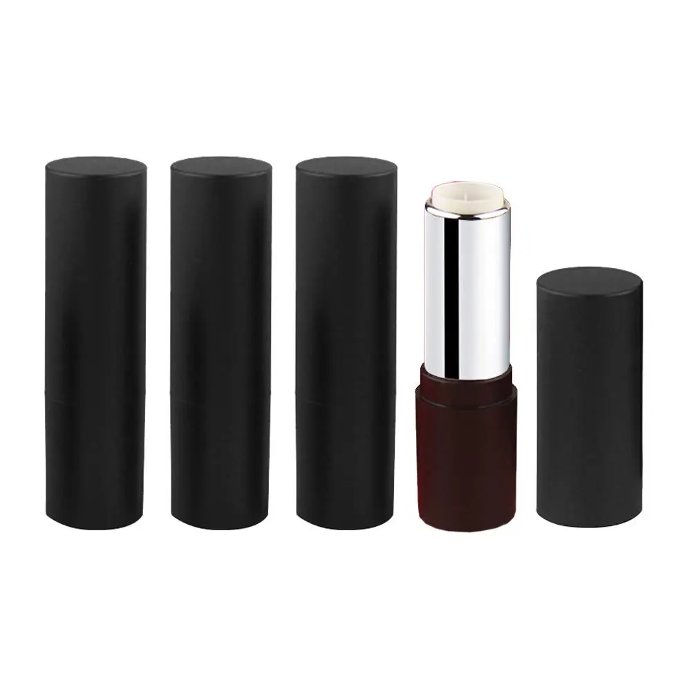4 count 3.5g Empty Lipstick Tubes Refillable Lip Balm Tubes Lip Gloss Tube Holder Containers with  for DIY Make Up  Travel Daily Life, Outer Black Inner