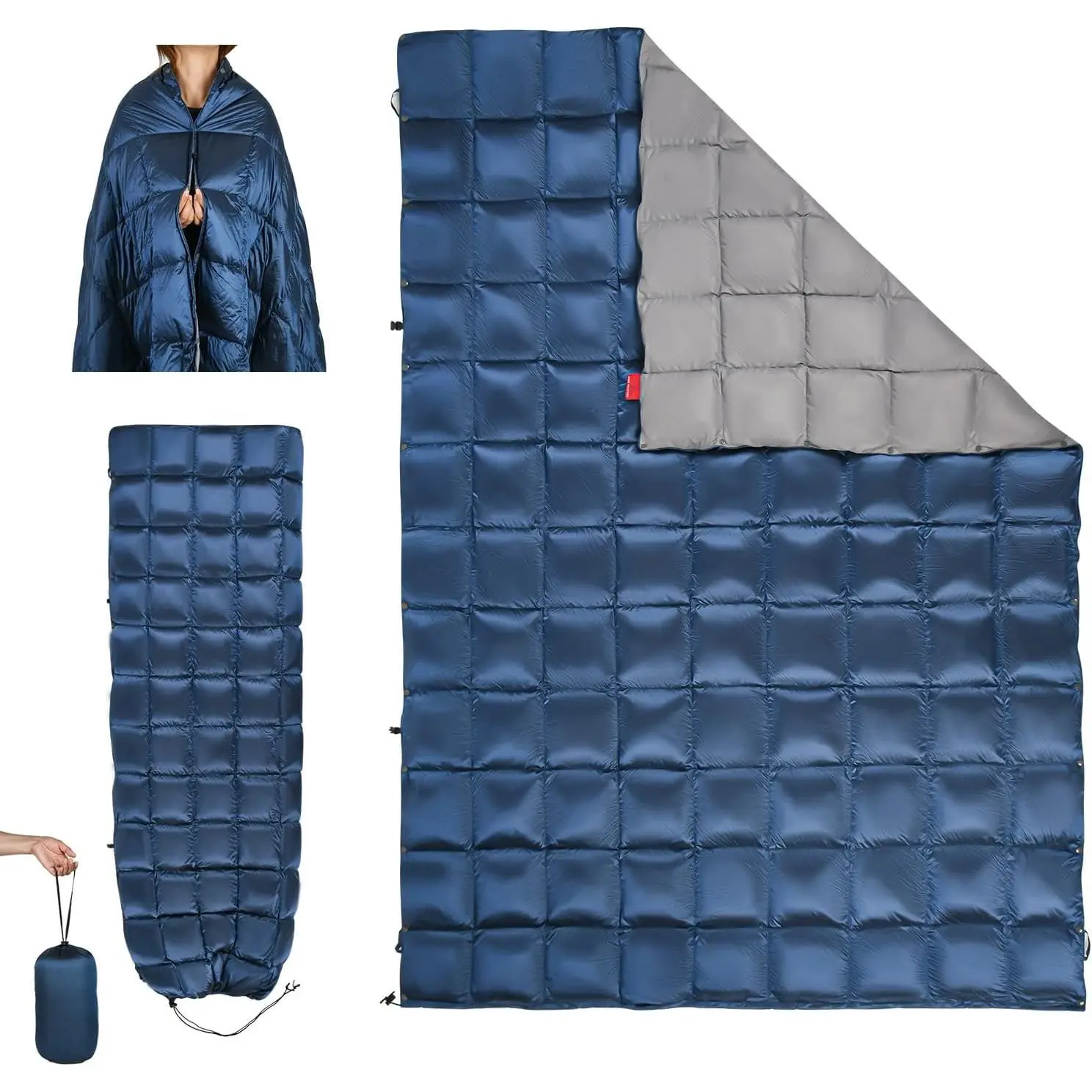 Down Camping Blanket - Lightweight, Packable, Warm & Puffy Outdoor Travel Quilt for Sleep, Hiking, Backpacking, Stadium, Festivals, Water-Resistant Sleeping Bag 55"x79"